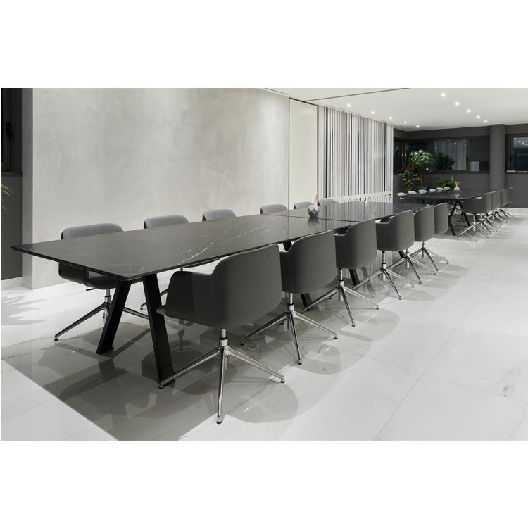 Modern style black marble quartz stone office meeting table conference