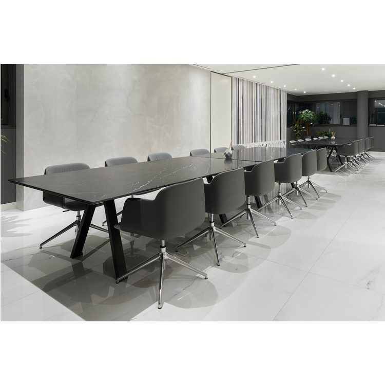Modern Style Black Marble Quartz Stone Office Meeting Table Conference
