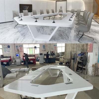 Western Style Polygon Boardroom Table 10 Feet Confere...