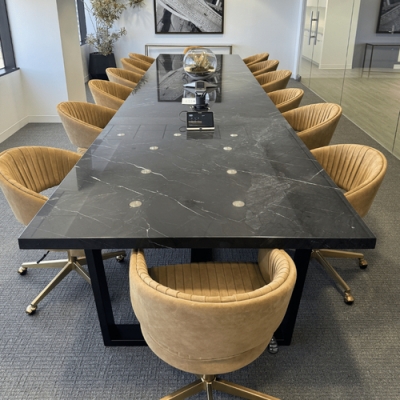 Black Corian Marble Boardroom Conference Table Executive Furniture