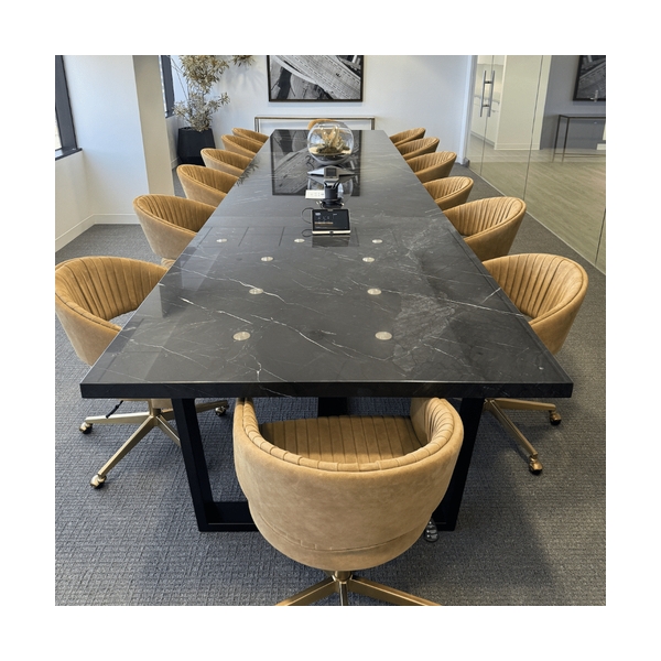 Black Corian Marble Boardroom Conference Table Executive Furniture
