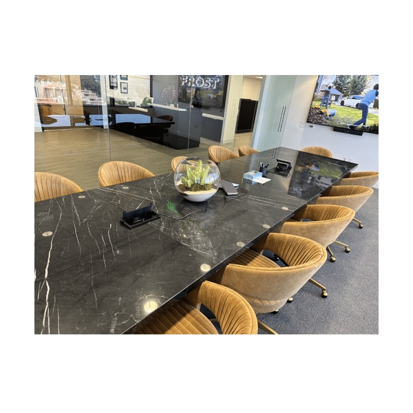 Black Corian Marble Boardroom Conference Table Executive Furniture