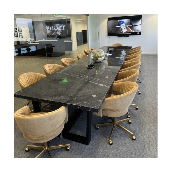 Black Corian Marble Boardroom Conference Table Executive Furniture