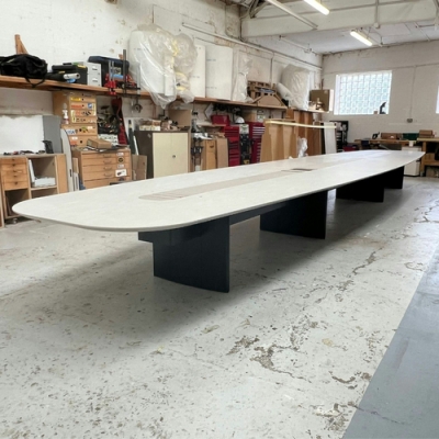 Training Sectional Meeting Table Modern Oval Shape Stone Conference Desk