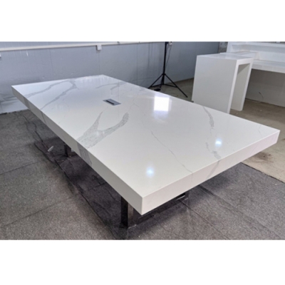 Rectangular Office Furniture White Corian Quartz Stone Conference Table