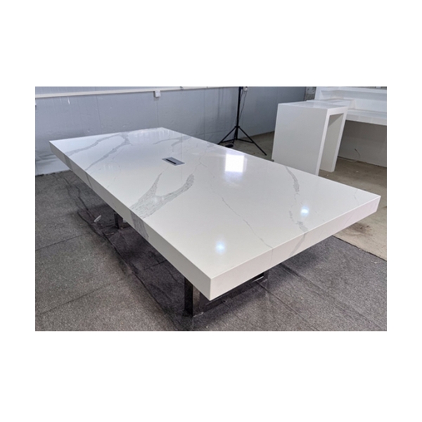 Rectangular Office Furniture White Corian Quartz Stone Conference Table