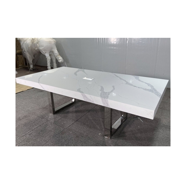 Rectangular Office Furniture White Corian Quartz Stone Conference Table