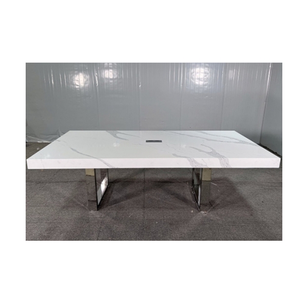 Rectangular Office Furniture White Corian Quartz Stone Conference Table