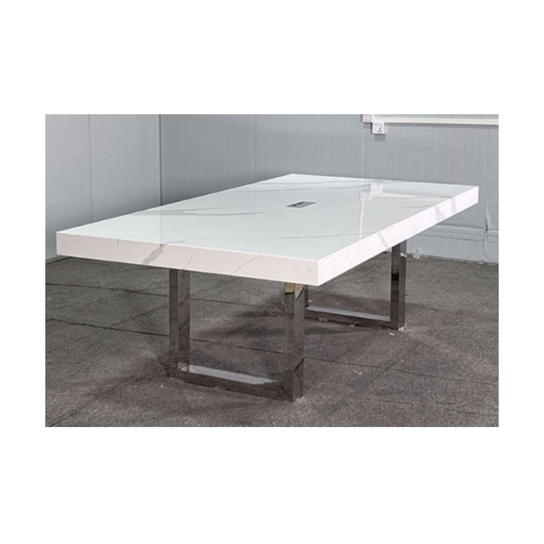 Rectangular Office Furniture White Corian Quartz Stone Conference Table