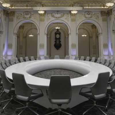 Large Size Staff Negotiation Meeting Table White Round Conference Tables