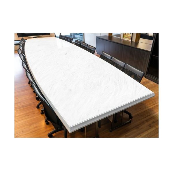 Design Powered Corian Marble Color Boat Shape Conference Table for Office