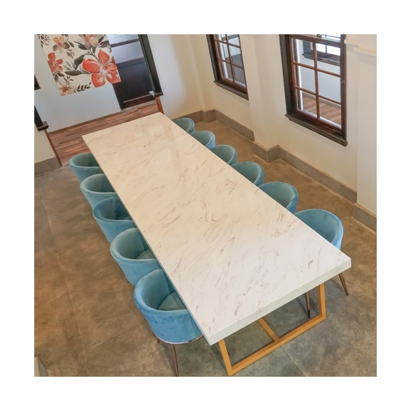 Design Powered Corian Marble Color Boat Shape Conference Table for Office