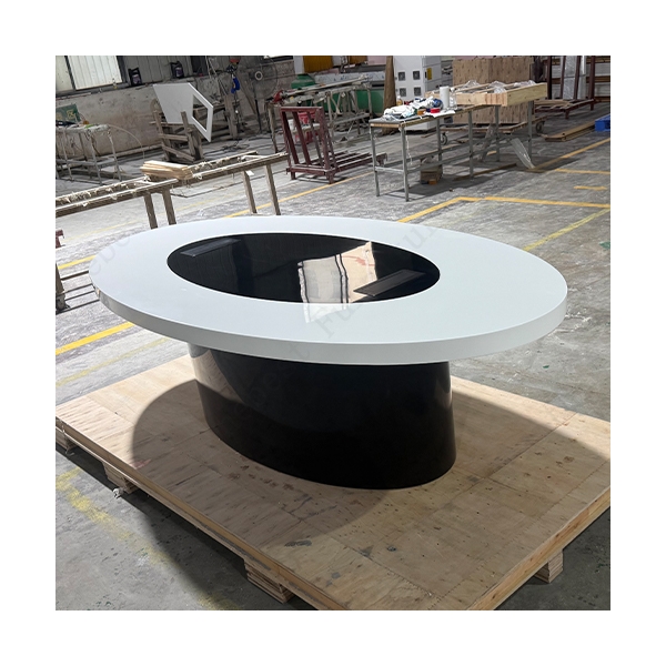 White and Black Corian Solid Surface 6 Seat Conference Meeting Table