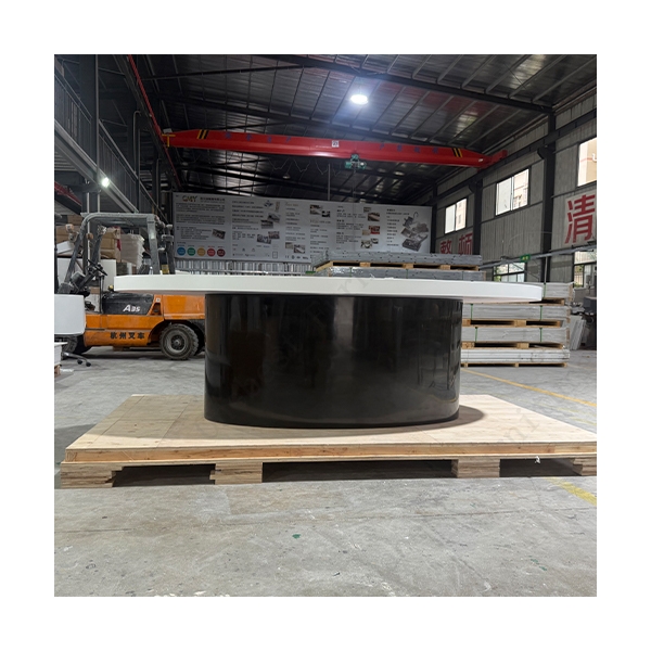 White and Black Corian Solid Surface 6 Seat Conference Meeting Table