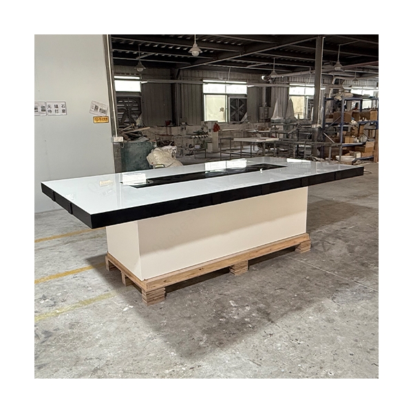 10 Feet White and Black Solid Surface Boardroom Table Meeting Desk