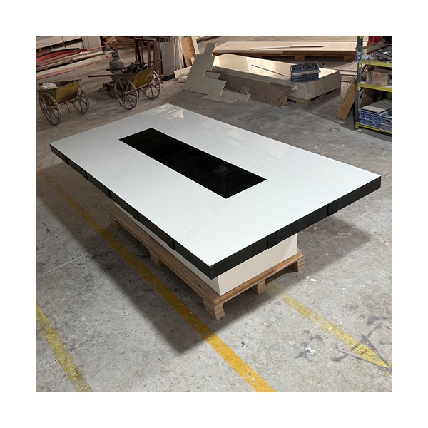 10 Feet White and Black Solid Surface Boardroom Table Meeting Desk