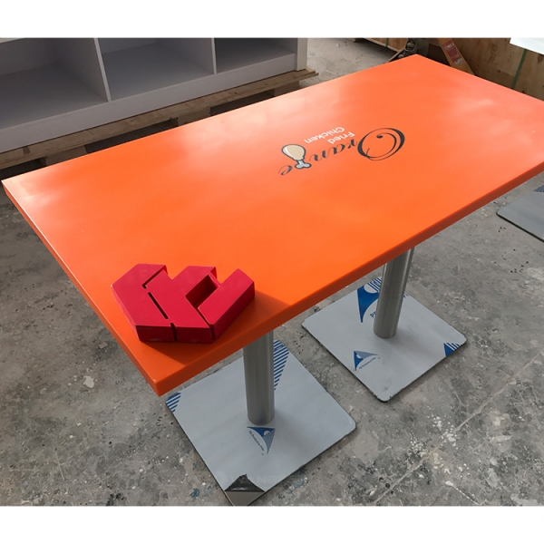 Free Sample High Quality Orange Marble Dining Table Set