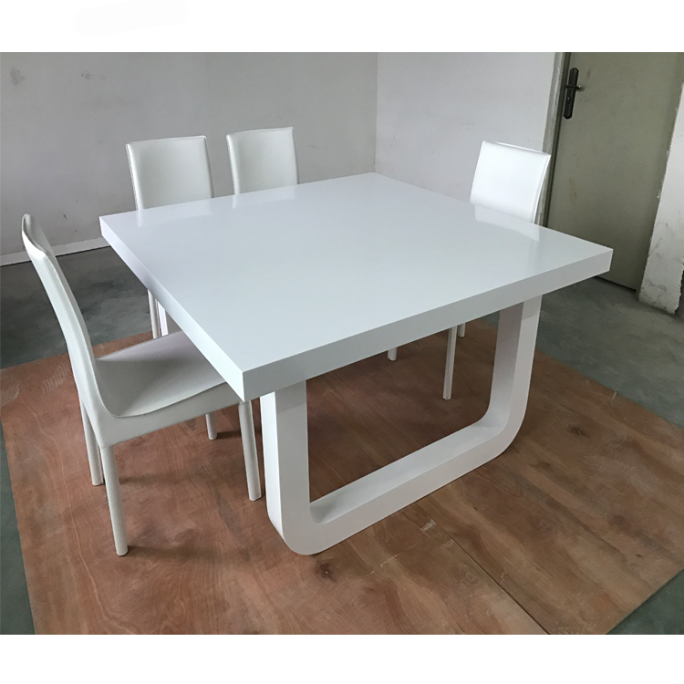 Glossy White Square Home Use Dining Table Sets