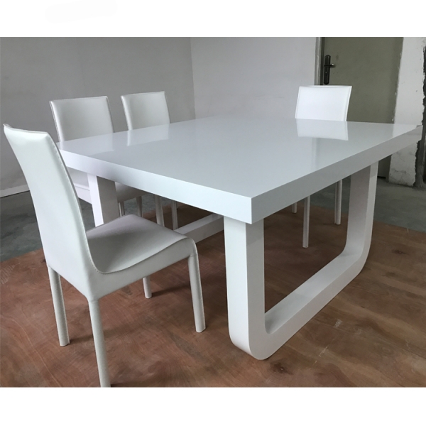 Glossy White Square Home Use Dining Table Sets