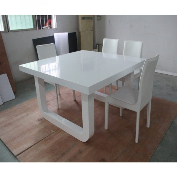 Glossy White Square Home Use Dining Table Sets