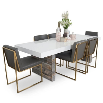 Polished Glossy Color Luxury Dining Table Designs