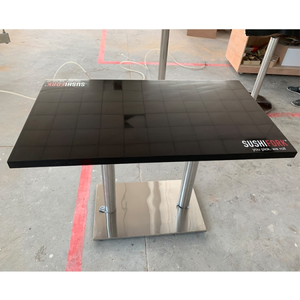 Square Shape White Top Black Home Dining Table