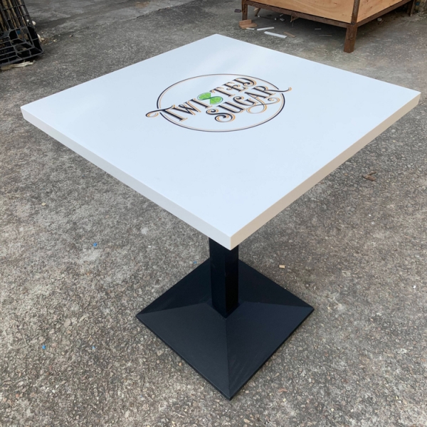 Small Size Custom Logo Marble Dinning Table White