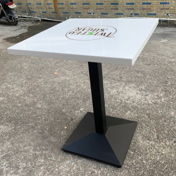 Small Size Custom Logo Marble Dinning Table White