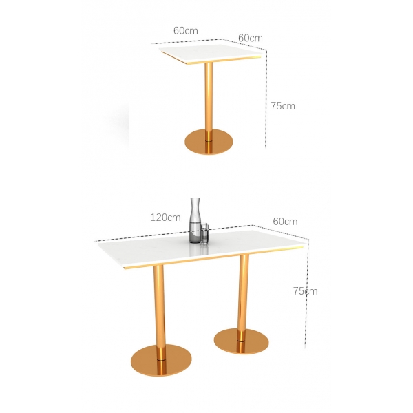 Gold Double Base Dinning Table Set 6 Chairs 