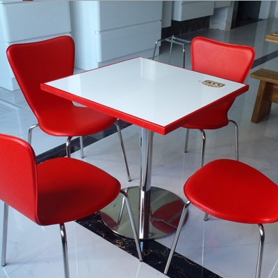 White and Red Color Dinning Table Set 4 Seater