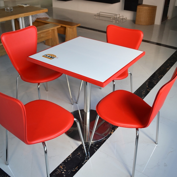 White and Red Color Dinning Table Set 4 Seater