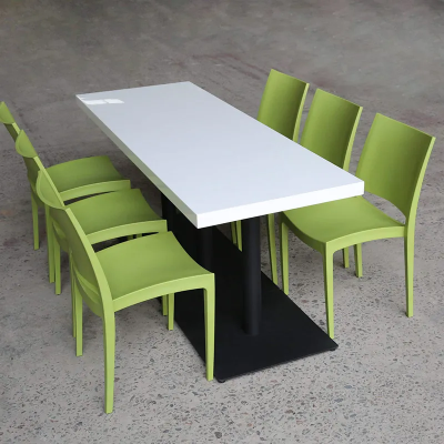 6 Seaters White Solid Surface Stone Dining Tables and Chairs