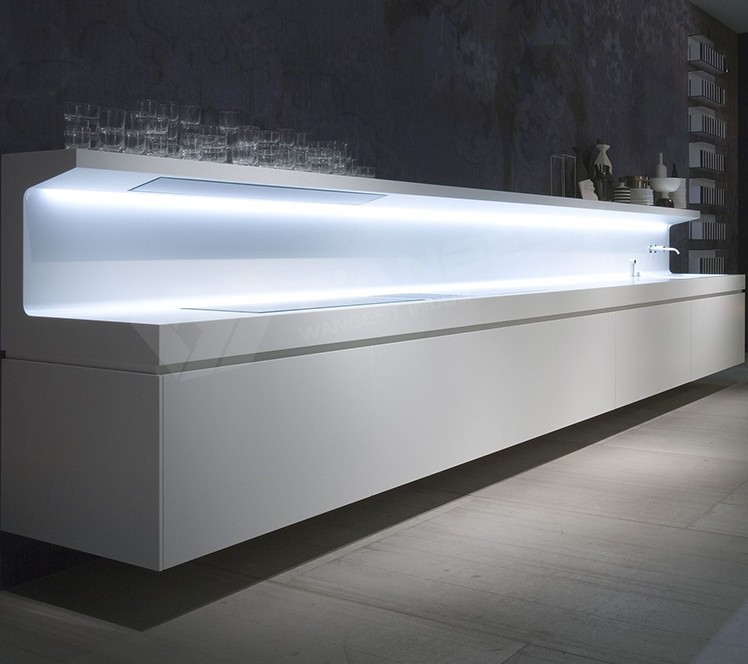 White Stone LED Kitchen Cabinet Set Countertops