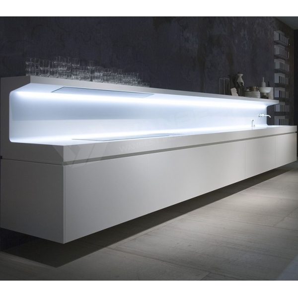 White Stone LED Kitchen Cabinet Set Countertops