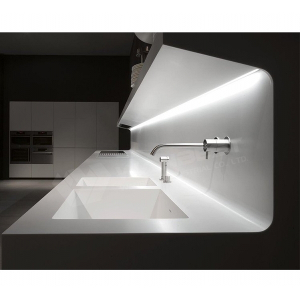 White Stone LED Kitchen Cabinet Set Countertops