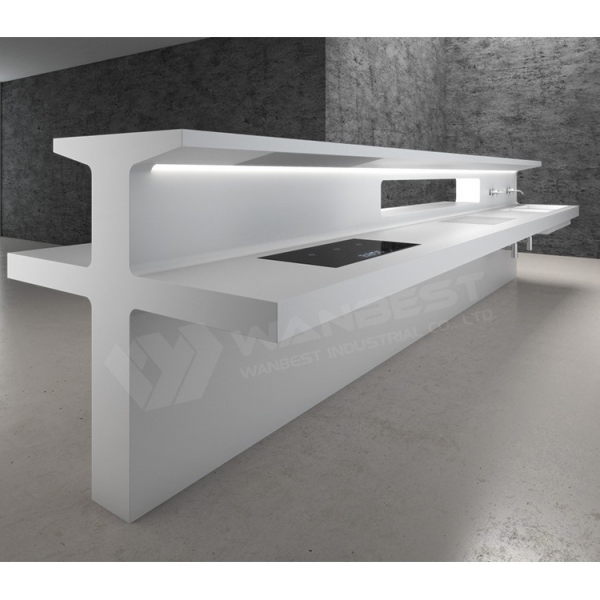 White Stone LED Kitchen Cabinet Set Countertops