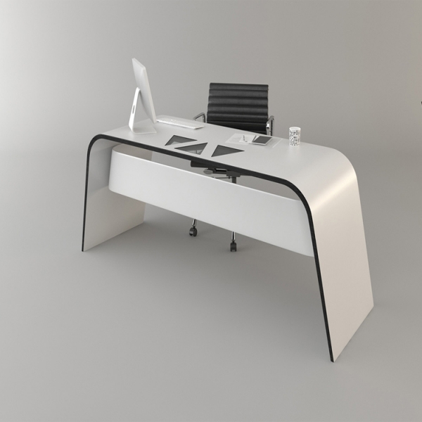 Good Quality White and Black Office Table and Chairs