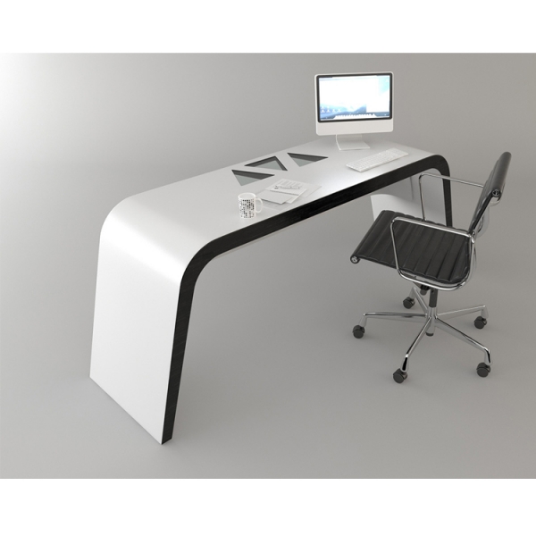 Good Quality White and Black Office Table and Chairs