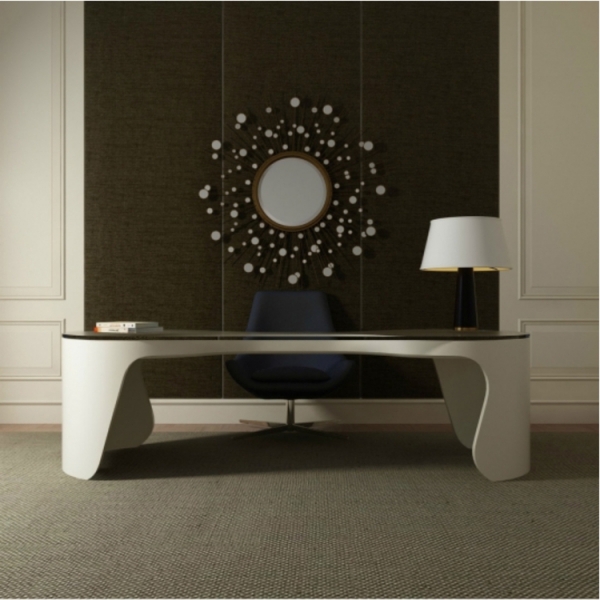 Glass Table Top White Executive Office Desk