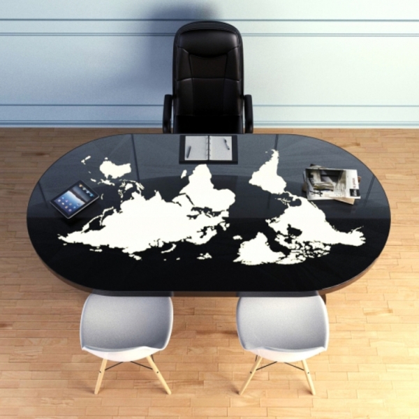Black Artificial Marble Stone Work Stations in Office Desks