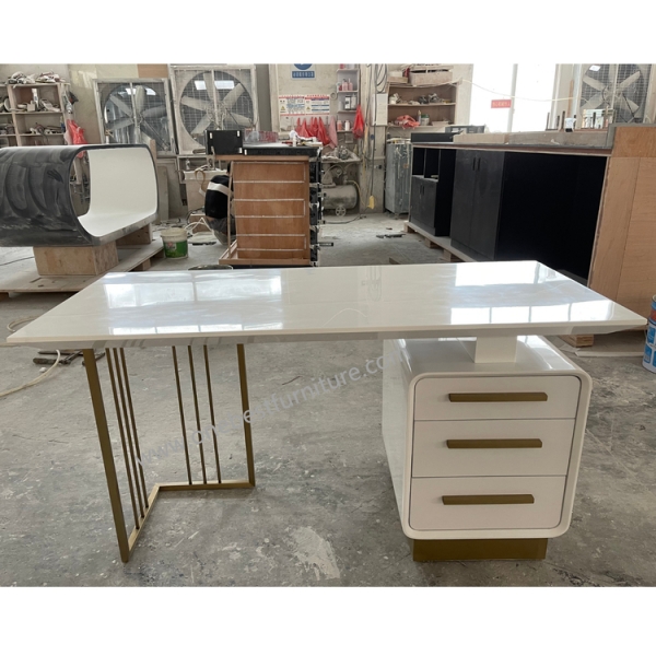 Elegant Design Steel Office Furniture Desk Computer Table White