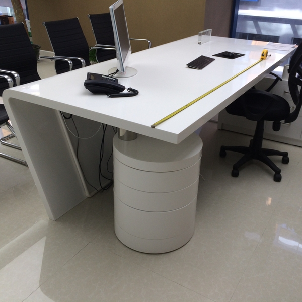 White Modern Executive Desk Marble Office Desk Multifunctional Office Table