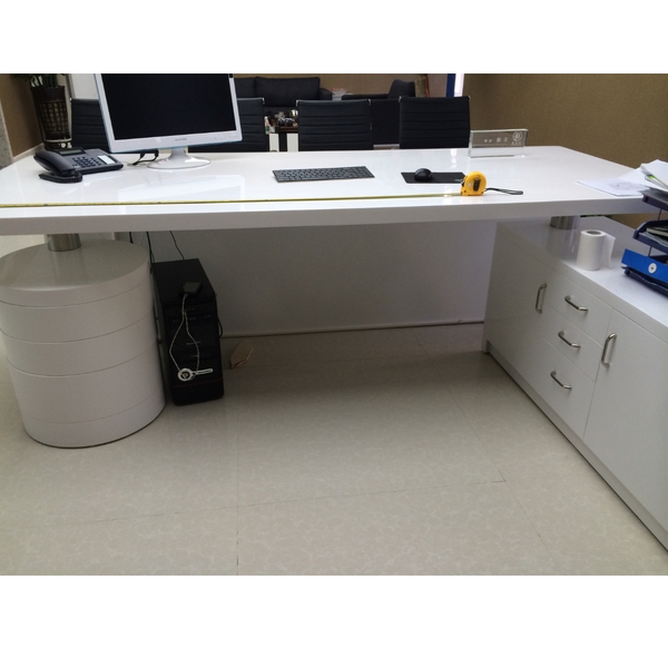 White Modern Executive Desk Marble Office Desk Multifunctional Office Table