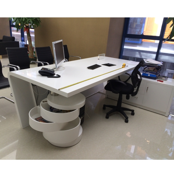 White Modern Executive Desk Marble Office Desk Multifunctional Office Table