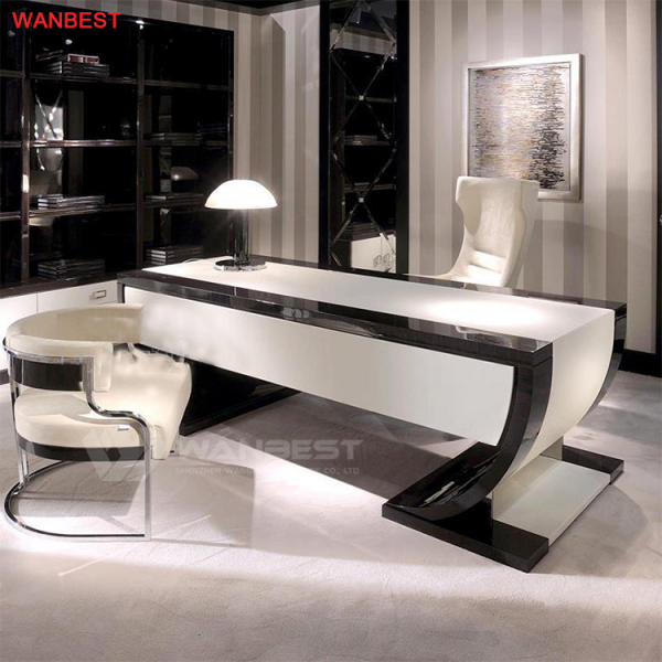 White Black Computer Office Desk Royal Design Table