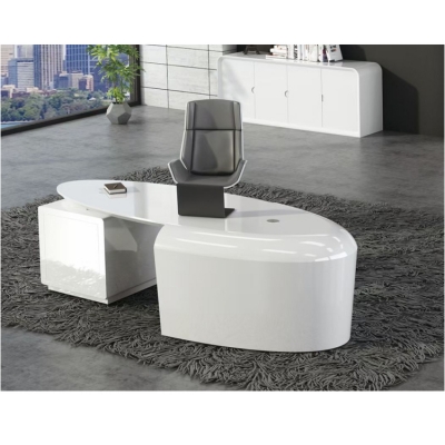 Round Edge White Office Desk Counter Table