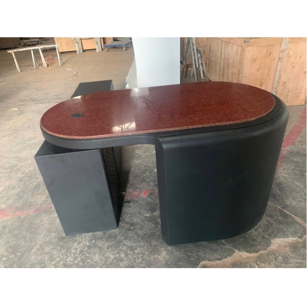 Marble Desk Top Black Leather CEO Office Desk