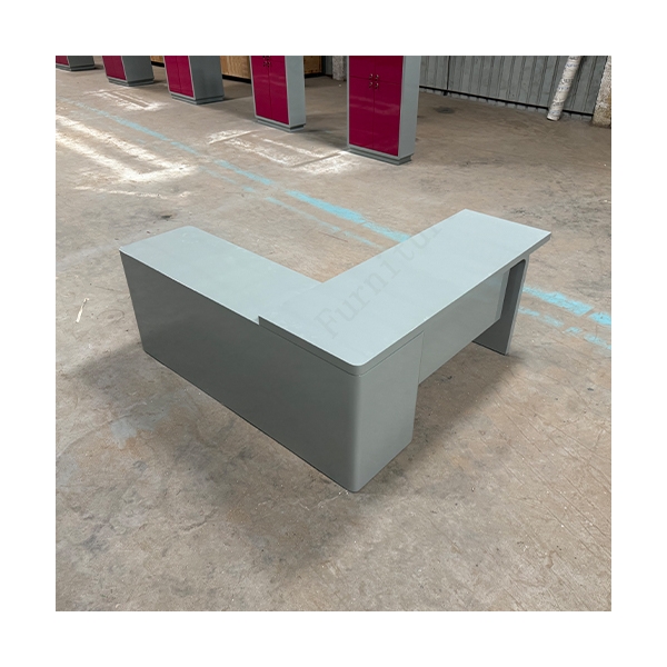 Grey and Burgundy Color L Shape CEO Game Office Desk