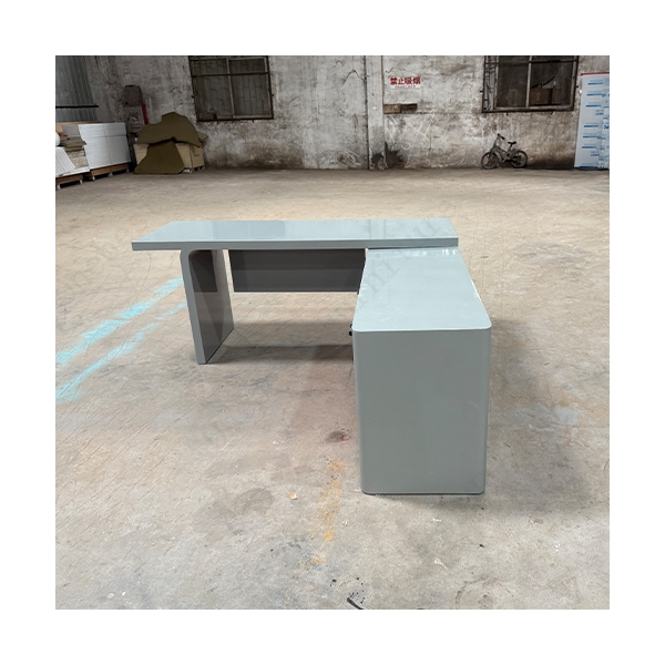 Grey and Burgundy Color L Shape CEO Game Office Desk