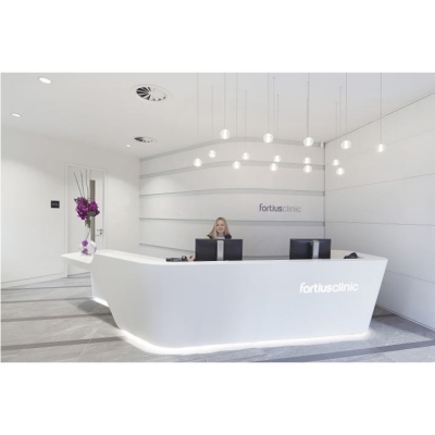 L shape led artificial stone reception desk model...